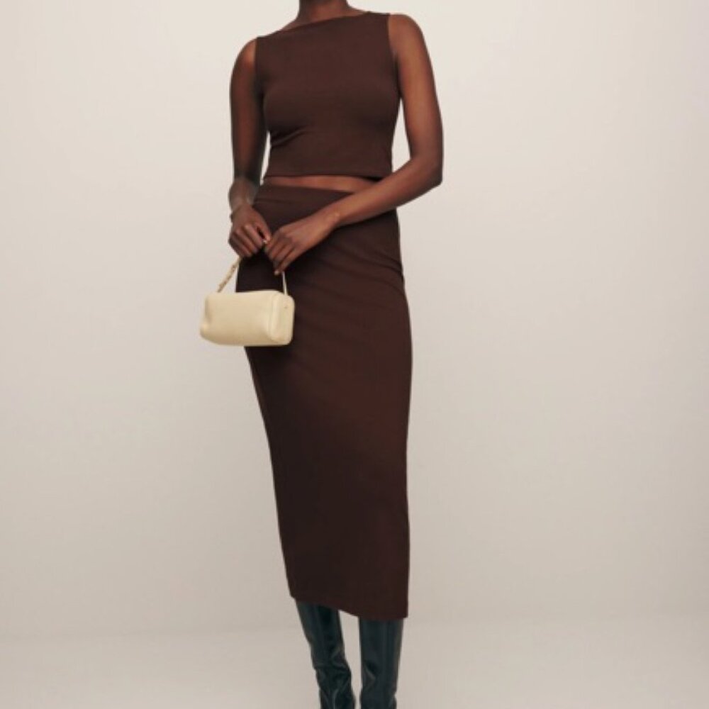 Reformation Elowen Knit Two Piece Cafe - Size XL